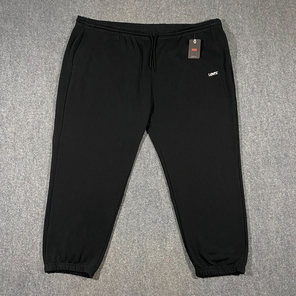 Levi's Fleece Jogger Sweatpants Adult 5XL Black White Logo Red Tab Comfort